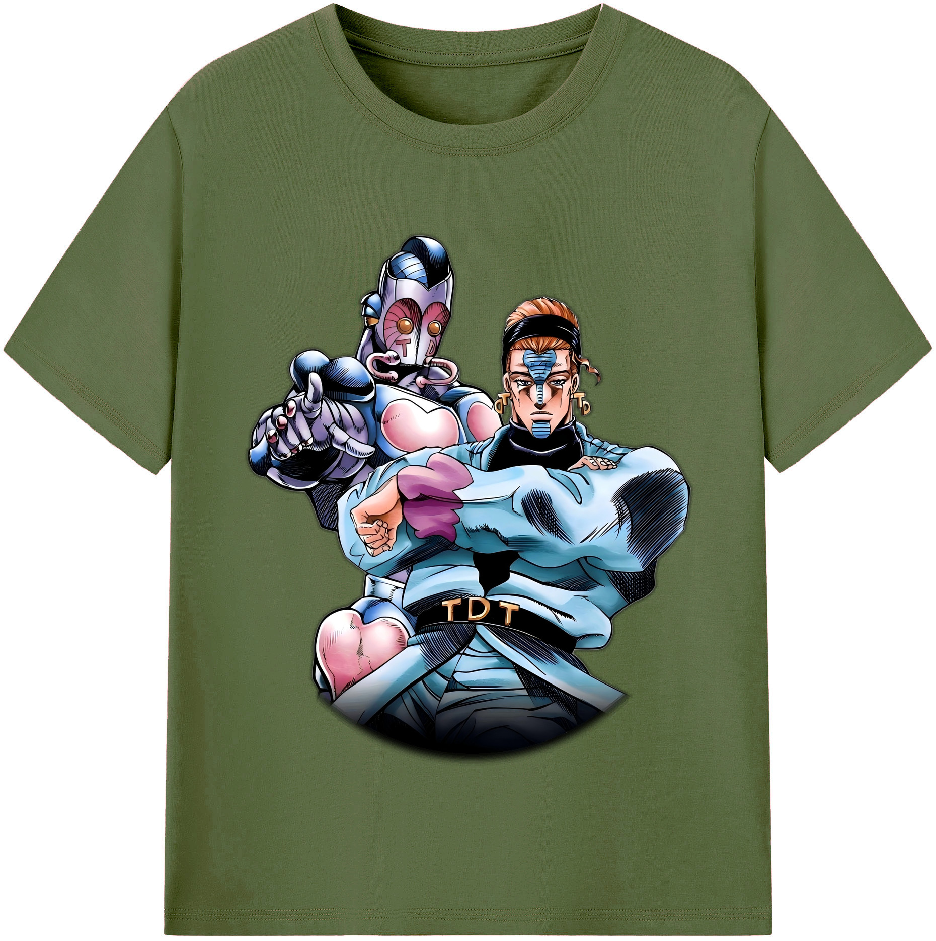 （画像用） ジョジョの奇妙な冒険 ひがしかた じょうすけ JoJo's Bizarre Adventure Higashikata Josuke 綿100％半袖Tシャツ（フロントプリント）